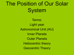 The Position of Our Solar System