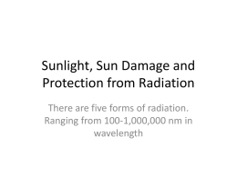 Sunlight, Sun Damage and Protection from Radiation
