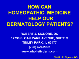COULD HOMEOPATHY BE HELPFUL TO TODAY’S …