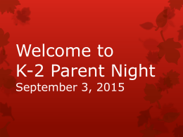 K-2 Parent Night 1st nine weeks 2015x