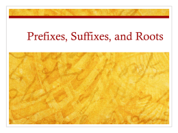 Prefixes, Suffixes, and Roots