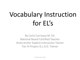 Vocabulary Instruction for EL*s