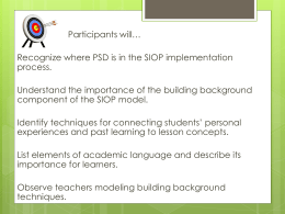 Where is PSD in the SIOP Process