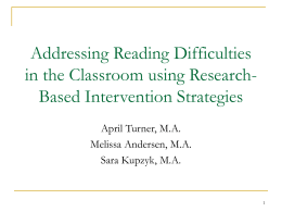 Addressing Reading Difficulties Classroom using Research