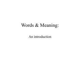 Words & Meaning: - Department of Psychology