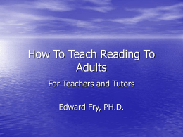 How To Teach Reading To Adults
