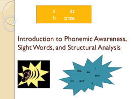 Introduction to Phonemic Awareness, Sight Words, and
