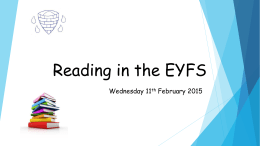 Reading in the EYFS - Winsford High Street Primary