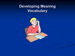 Meaning Vocabulary