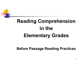Before Passage Reading Practices