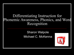 Differentiating Instruction for Phonemic Awareness, Phonics, and