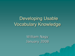 Developing Usable Vocabulary Knowledge