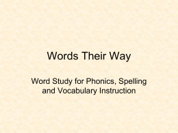 Words Their Way Introduction