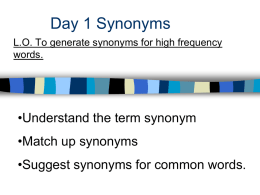 Synonyms - Primary Resources