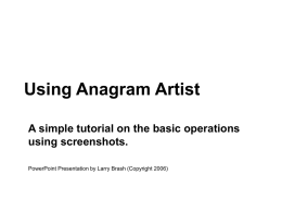 Powerpoint tutorial on using Anagram Artist