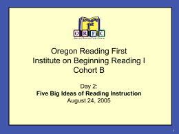Reading Mastery Plus - Oregon Reading First Center