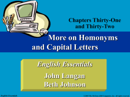 More on Homonyms and Capital Letters