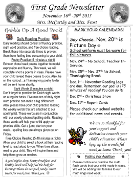 First Grade Newsletter Week 11