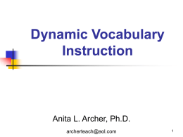 Importance of Vocabulary Instruction