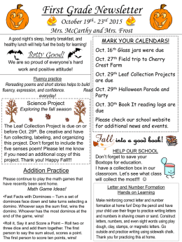 First Grade Newsletter Week 7