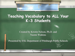 Teaching Vocabulary to ALL Your K-3 Students