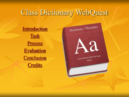Personal Dictionary WebQuest - AerinWaltersEducationalProjects
