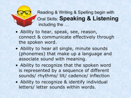 PHONEMIC AWARENESS and READING How it develops