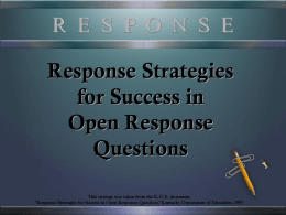 Response Strategies for Success in Open Response Questions