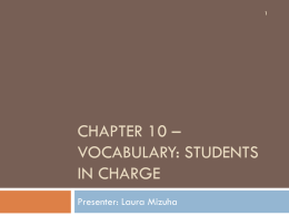 Chapter 10 – Vocabulary: Students in Charge
