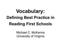 Vocabulary Instruction: Research To Practice