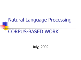 CS 904: Natural Language Processing LINGUISTIC ESSENTIALS