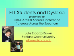 ELL Students and Dyslexia