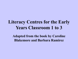 Literacy Centres for the Early Years Classroom 1 to 3