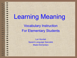 Learning Meaning - Springfield Public Schools