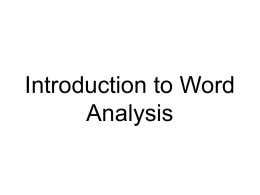 Other terms for word analysis