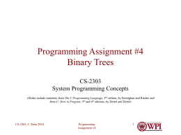 Programming Assignment #4 -- Binary Trees