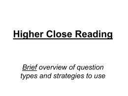 Close Reading strategies overview