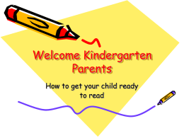 Welcome Kindergarten Parents