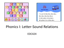 Phonics I: Letter-Sound Relations
