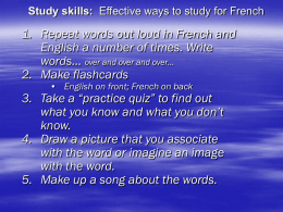 Click here for some study tips and extra help.