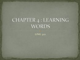 CHAPTER 4 : LEARNING WORDS
