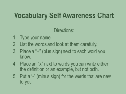 Vocabulary Self Awareness Chart