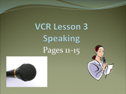 VCR Lesson 3 Speaking
