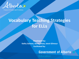 Vocabulary Teaching Strategies for ELLs Final 2010