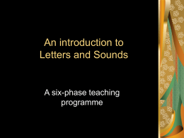 An introduction to Letters and Sounds