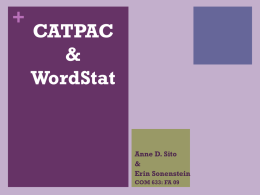 Erin & Anne present CATPAC & WordStat