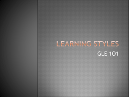 GLE 1O1 Learning Styles PowerPoint