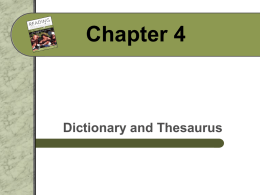 Chapter 4 Dictionary and Thesaurus