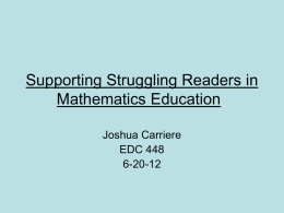 Supporting Struggling Readers in Mathematics Education