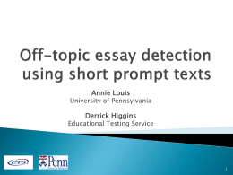 Off-topic essay detection using short prompt texts